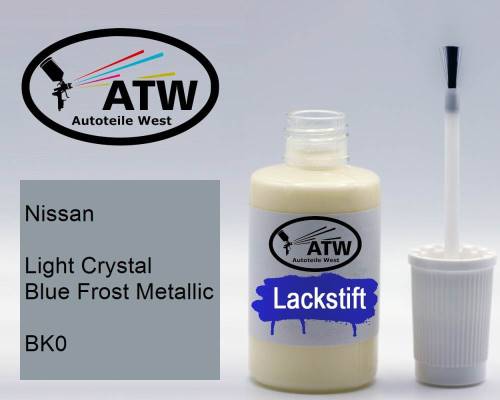 Nissan, Light Crystal Blue Frost Metallic, BK0: 20ml Lackstift, von ATW Autoteile West.